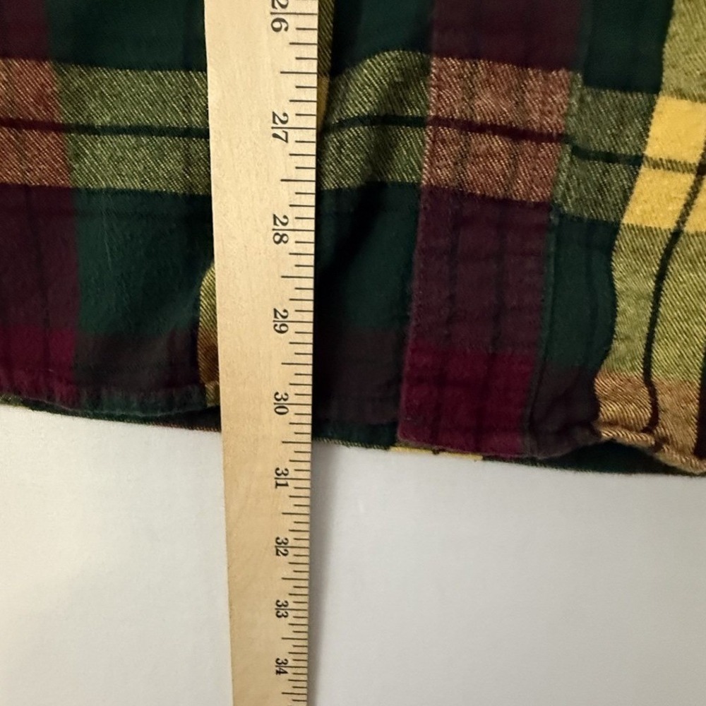 L.L. Bean Flannel Shirt Mens Extra Large Green Plaid Traditional Fit Long Sleeve - Picture 8 of 10